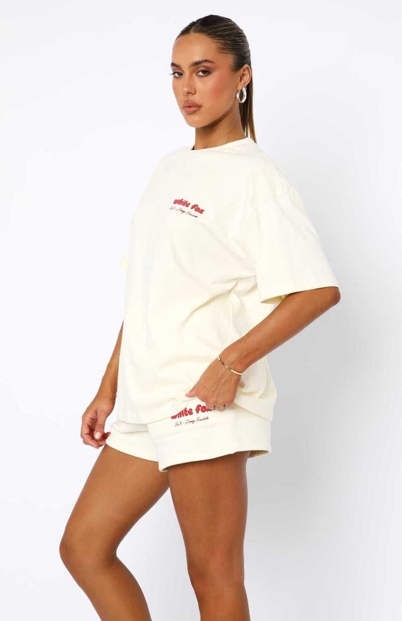 White Fox Era 8 Oversized Tee Cherry Cream | AQRLKO-625