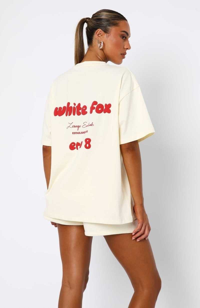 White Fox Era 8 Oversized Tee Cherry Cream | AQRLKO-625