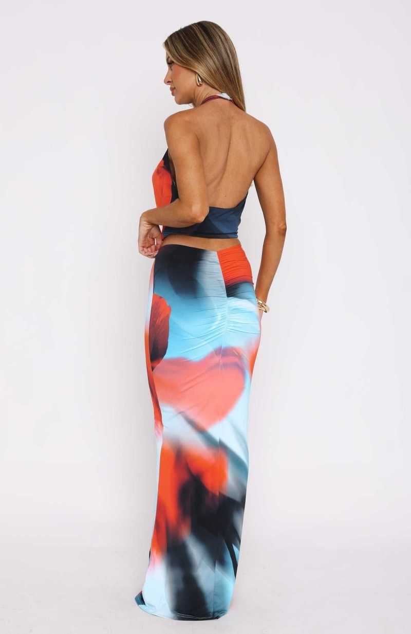 White Fox Ex Best Friend Maxi Skirt Imperial Sapphire | USJXLV-562