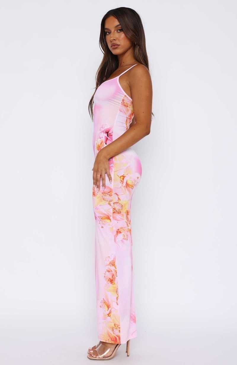 White Fox Feeling The Heat Maxi Dress Pink Sherbet | BWJGCE-391