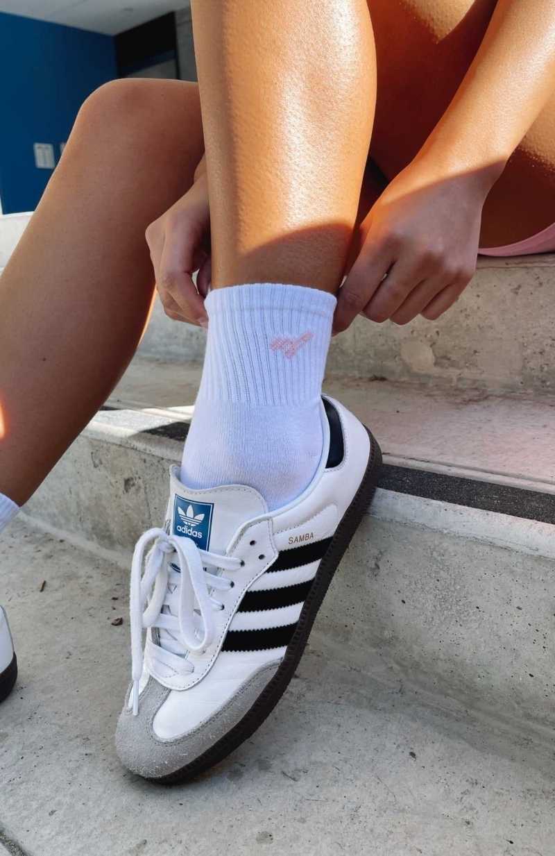 White Fox Foolish Game Socks White/Pink | RBKVZE-564