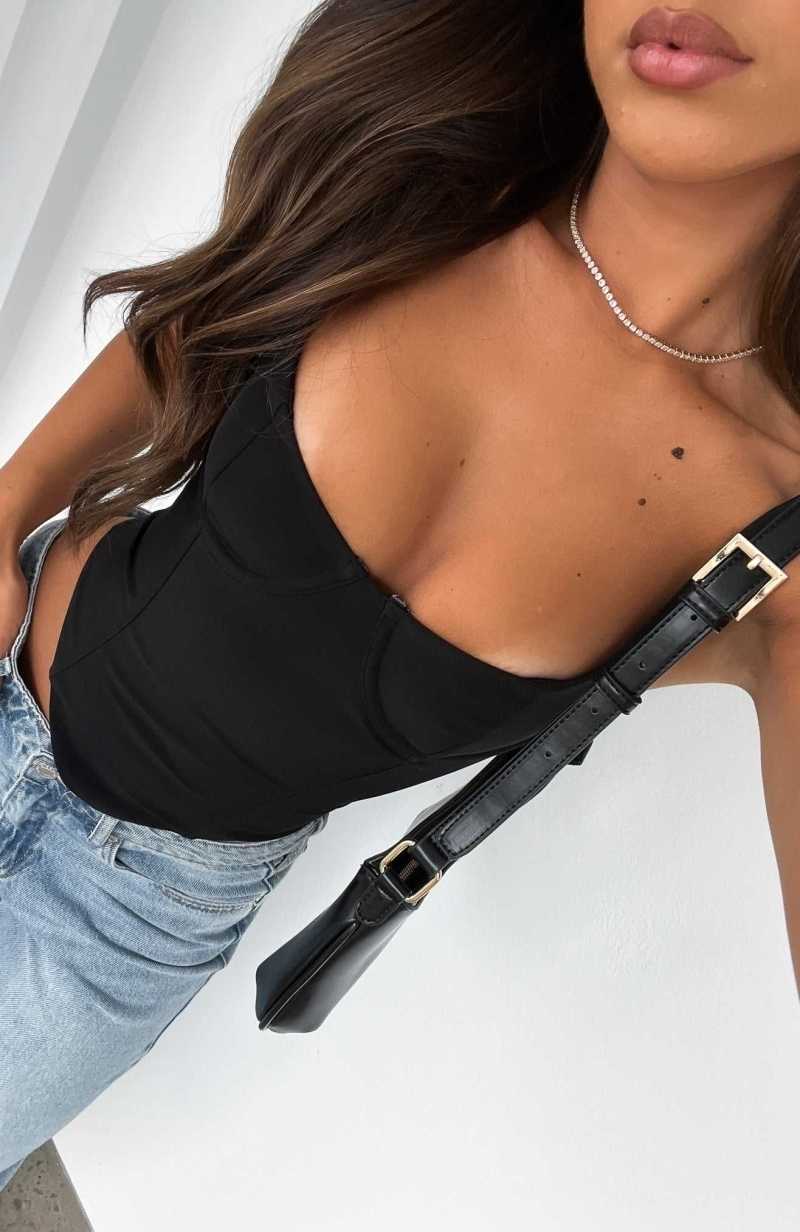 White Fox Forever Feels Bustier Black | LRZBGH-356