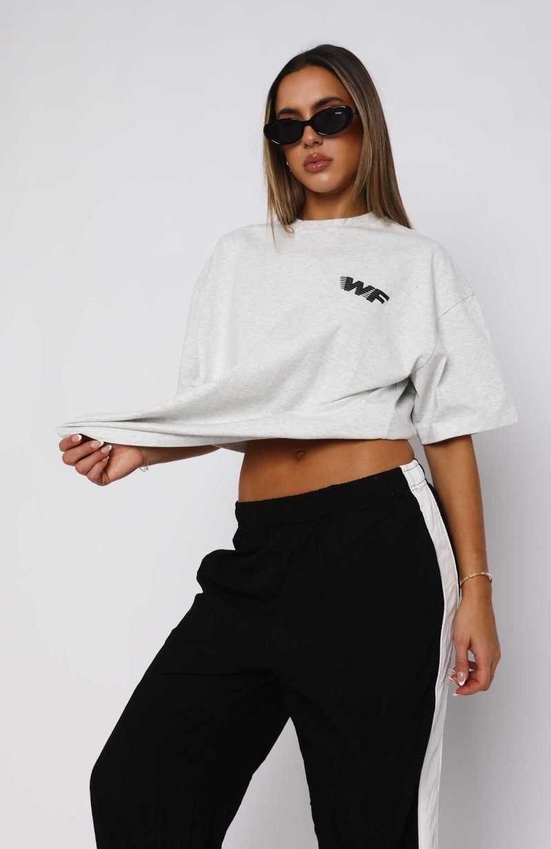 White Fox Forgot You Existed Oversized Tee Grey Marle | KBEIFW-741