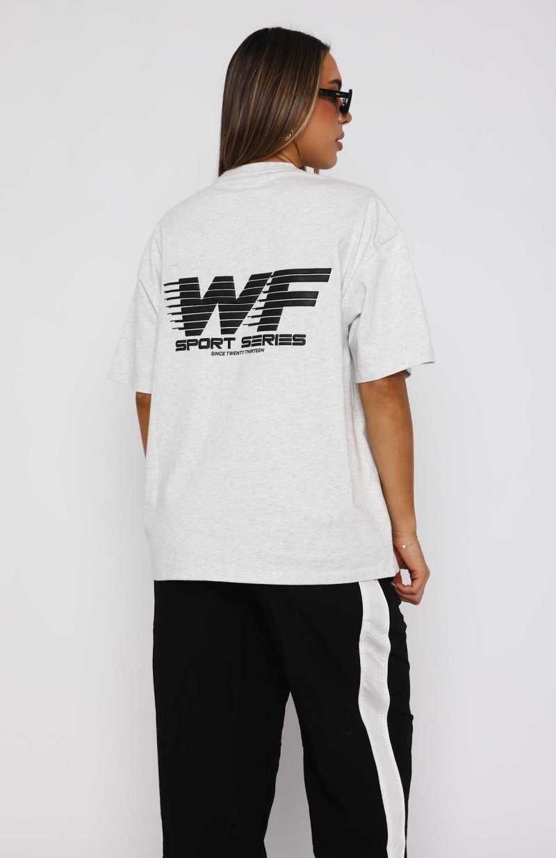 White Fox Forgot You Existed Oversized Tee Grey Marle | KBEIFW-741
