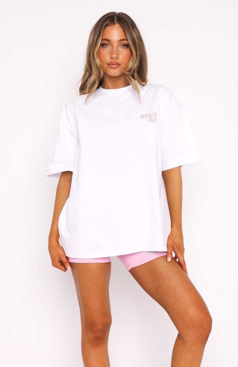 White Fox Fresh Air Oversized Tee White | XBJYSC-471