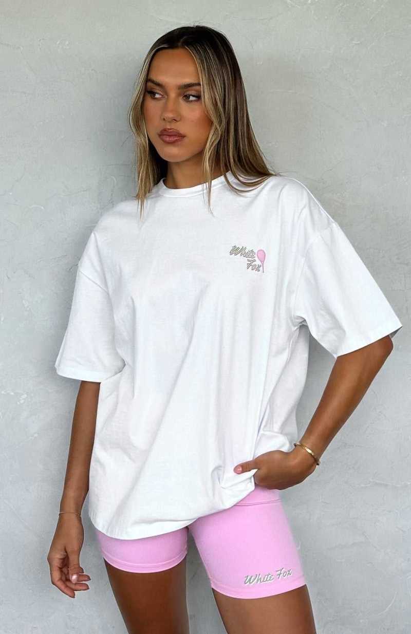 White Fox Fresh Air Oversized Tee White | XBJYSC-471