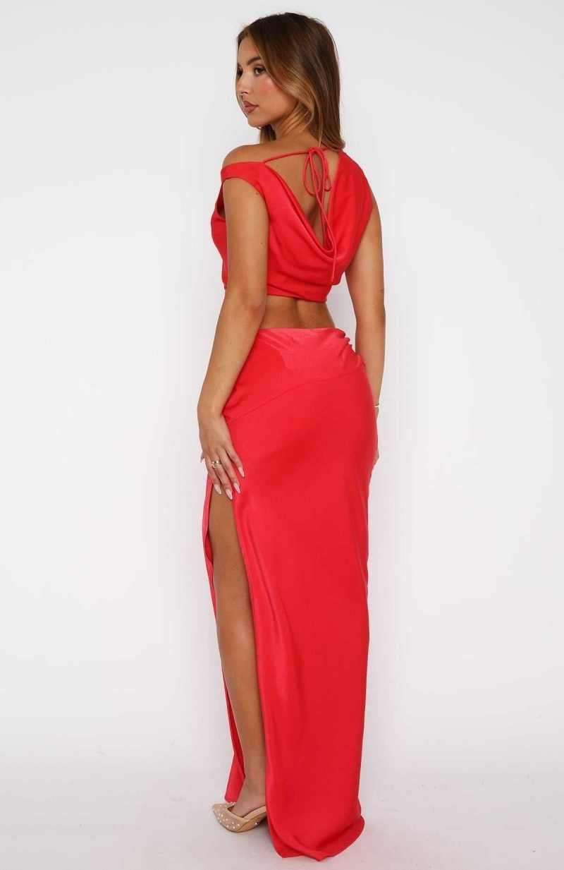 White Fox From Me To You Maxi Skirt Red | PYQINE-619