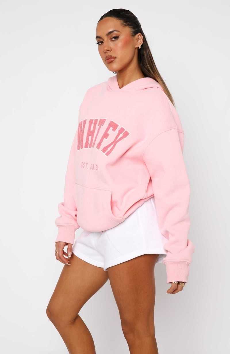 White Fox Give It Away Oversized Hoodie Pink | JGAMXD-083