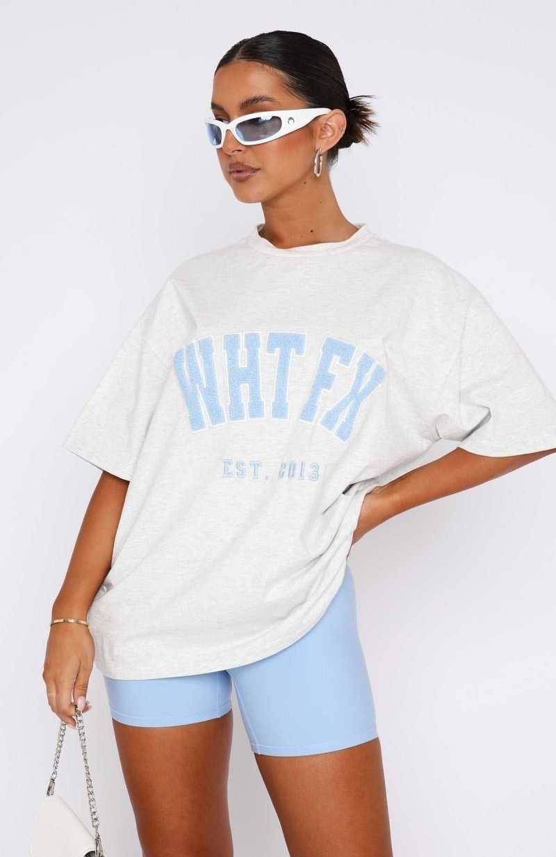 White Fox Give It Away Oversized Tee Grey Marle | QBACEM-524