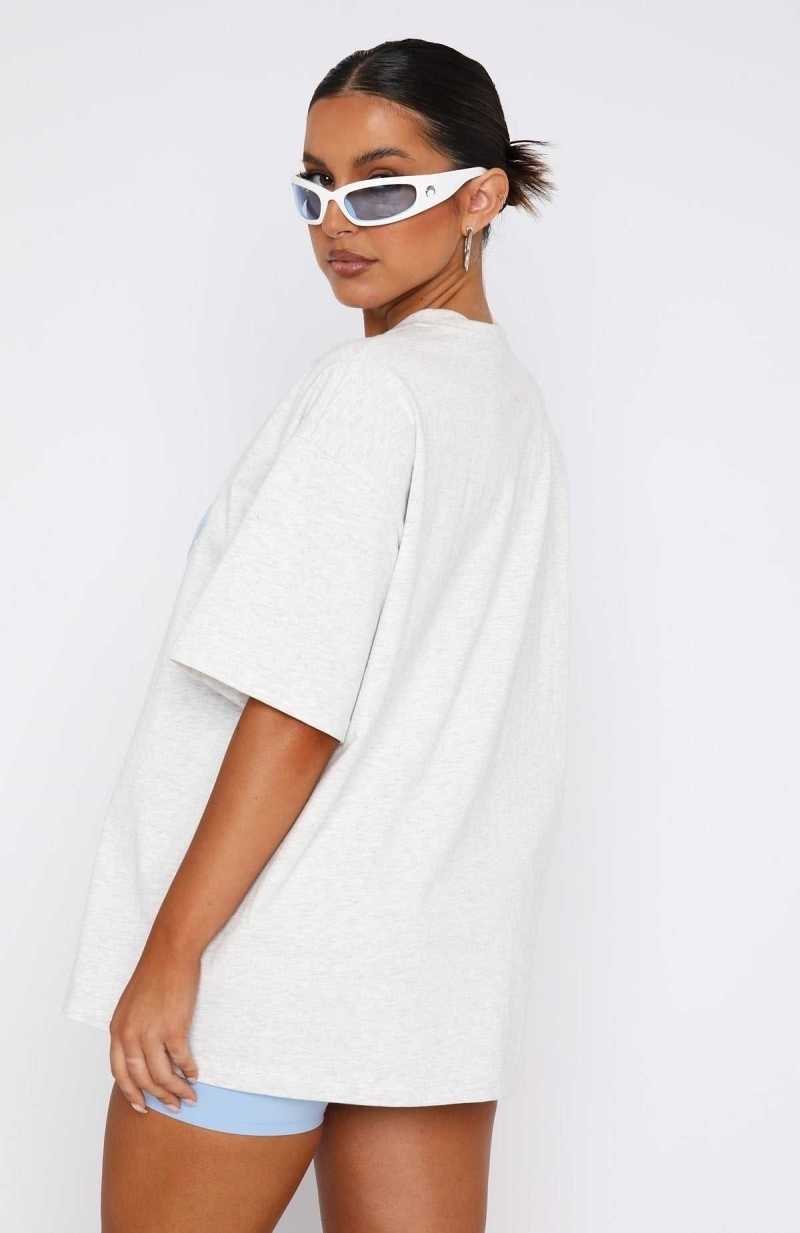 White Fox Give It Away Oversized Tee Grey Marle | QBACEM-524