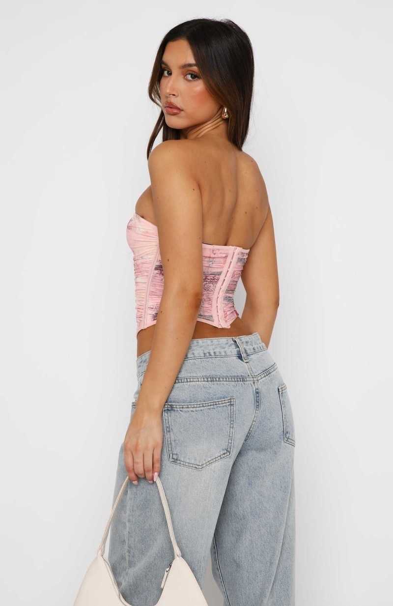 White Fox Give Me Notice Strapless Top Primrose Pink | BWNCYT-261