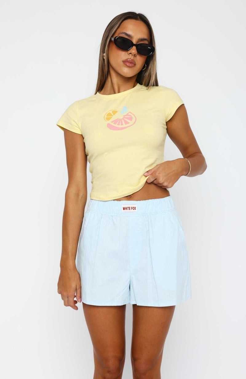 White Fox Give Up All My Time Baby Tee Lemon | WYDPSV-953