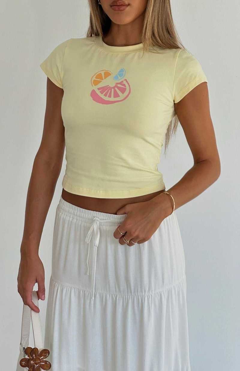 White Fox Give Up All My Time Baby Tee Lemon | WYDPSV-953