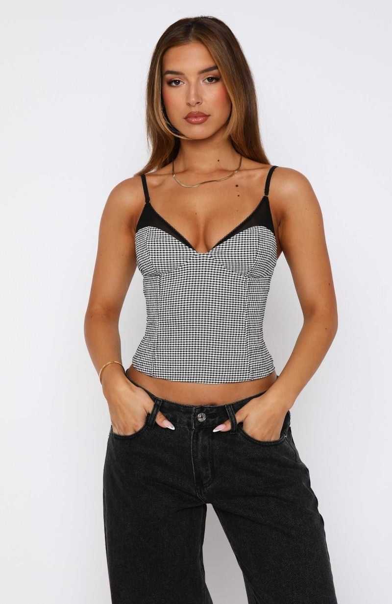 White Fox Go Along With It Bustier Gingham | OJZHCK-179
