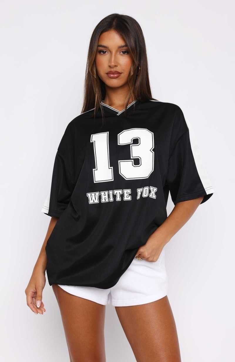 White Fox Go For The Shot Oversized Jersey Black | RAKSJO-158