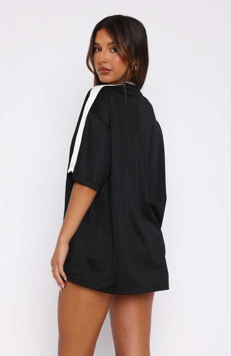 White Fox Go For The Shot Oversized Jersey Black | RAKSJO-158
