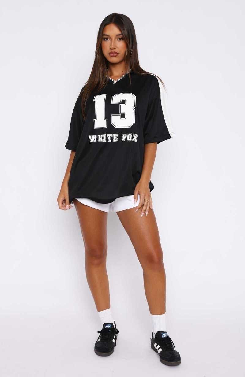 White Fox Go For The Shot Oversized Jersey Black | RAKSJO-158