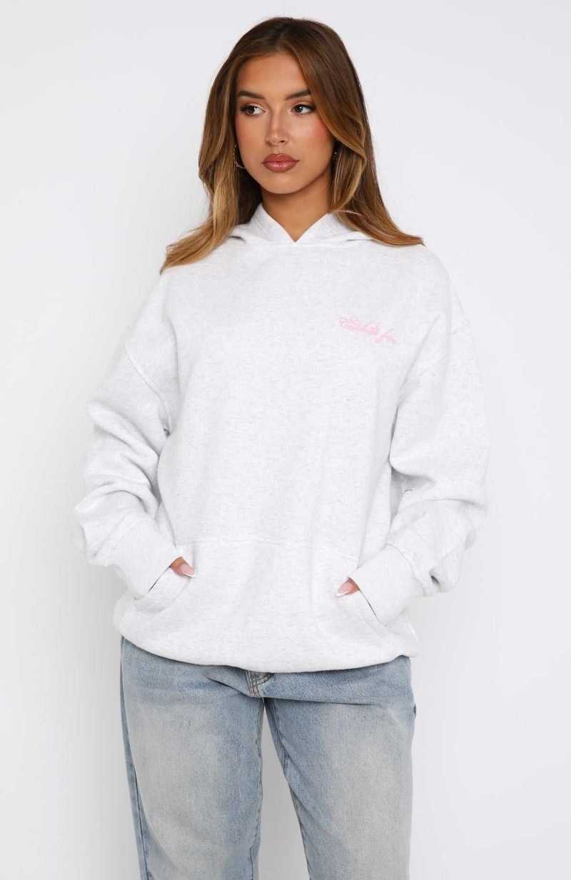 White Fox Got What You Need Oversized Hoodie Grey Marle | LIMWJU-563