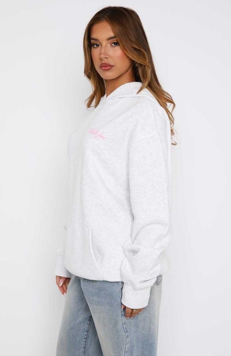 White Fox Got What You Need Oversized Hoodie Grey Marle | LIMWJU-563