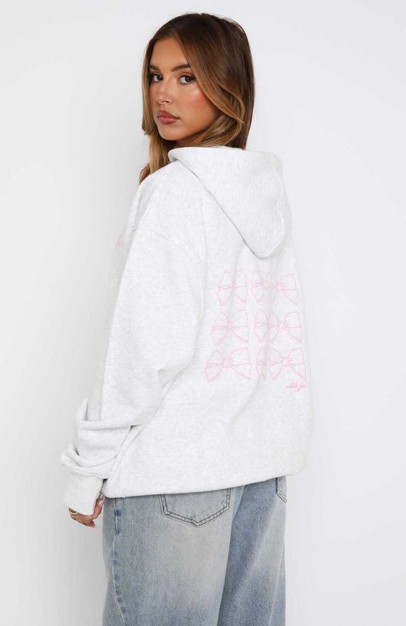 White Fox Got What You Need Oversized Hoodie Grey Marle | LIMWJU-563