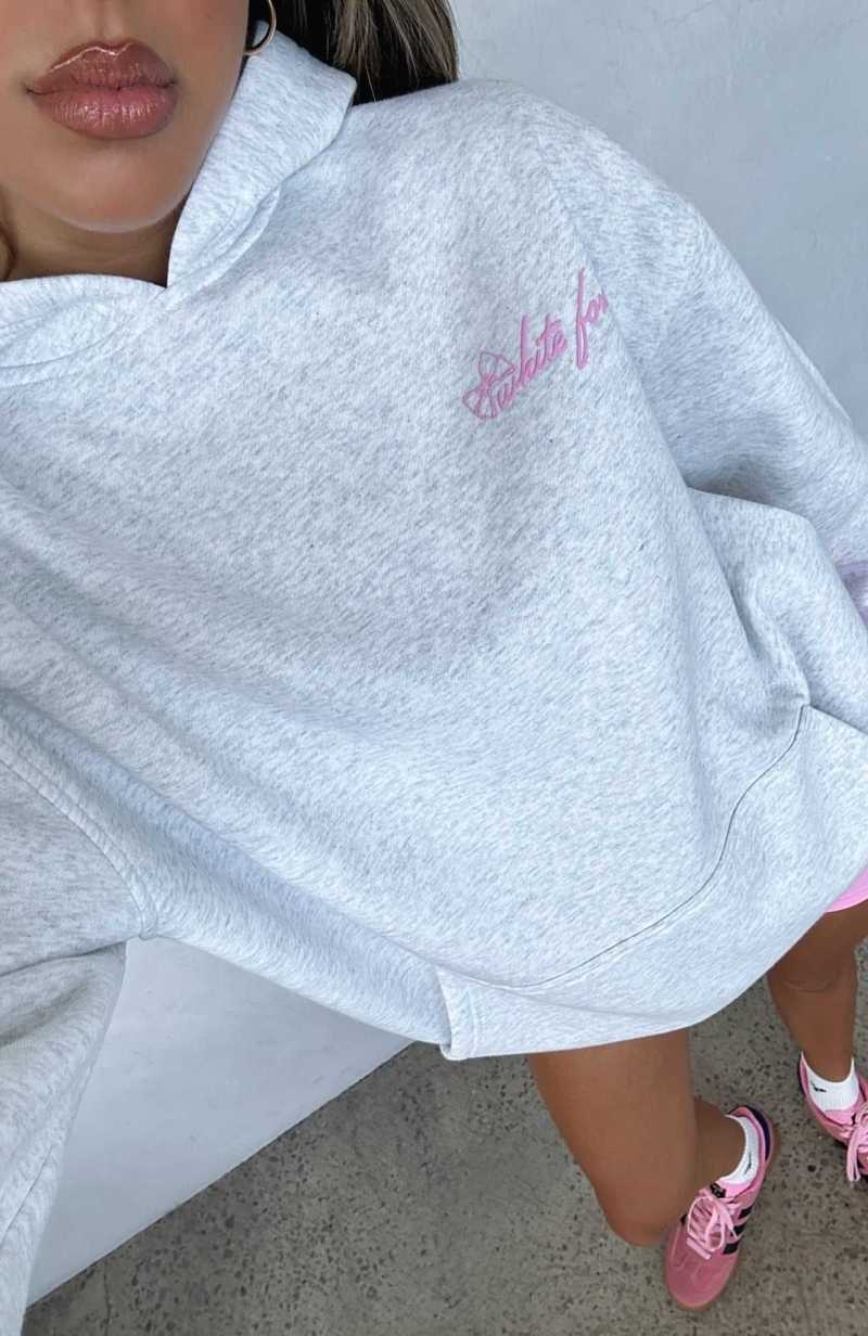 White Fox Got What You Need Oversized Hoodie Grey Marle | LIMWJU-563