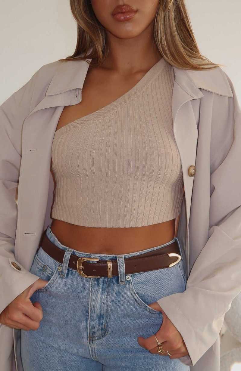 White Fox Got You Hooked Belt Chocolate/Gold | TFBEHM-169