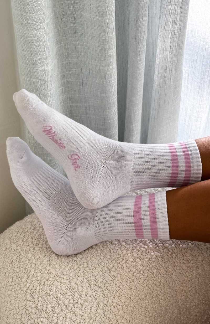 White Fox Grounded Socks White/Pink | IGCFSV-138