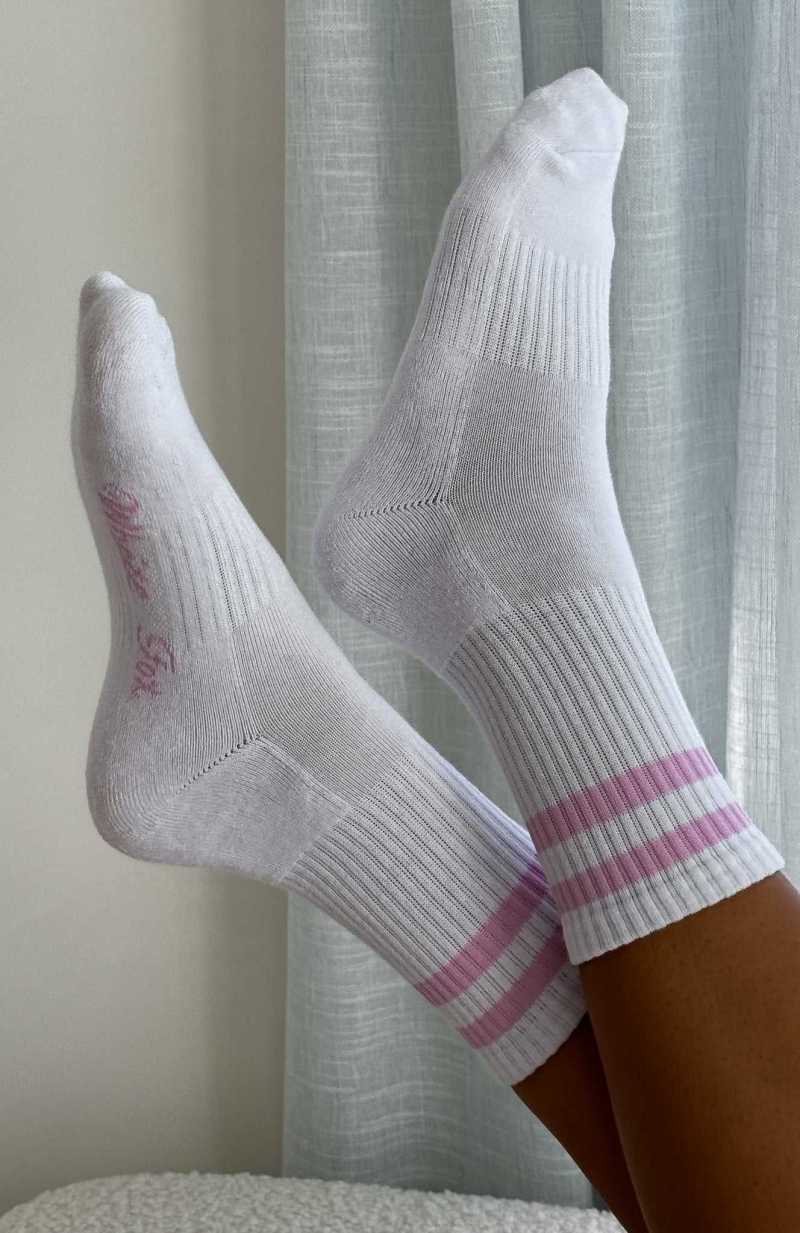White Fox Grounded Socks White/Pink | IGCFSV-138