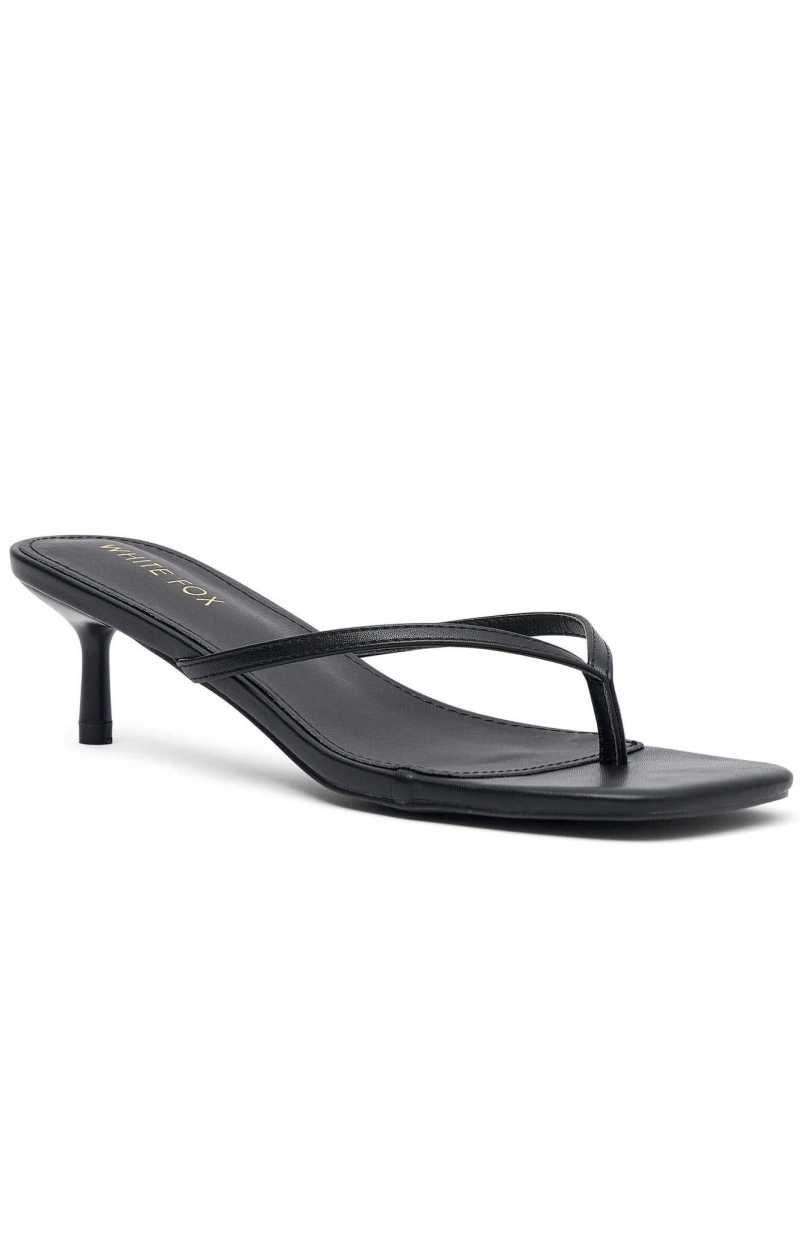 White Fox Hamptons Thong Heels Black | SXBZCL-218