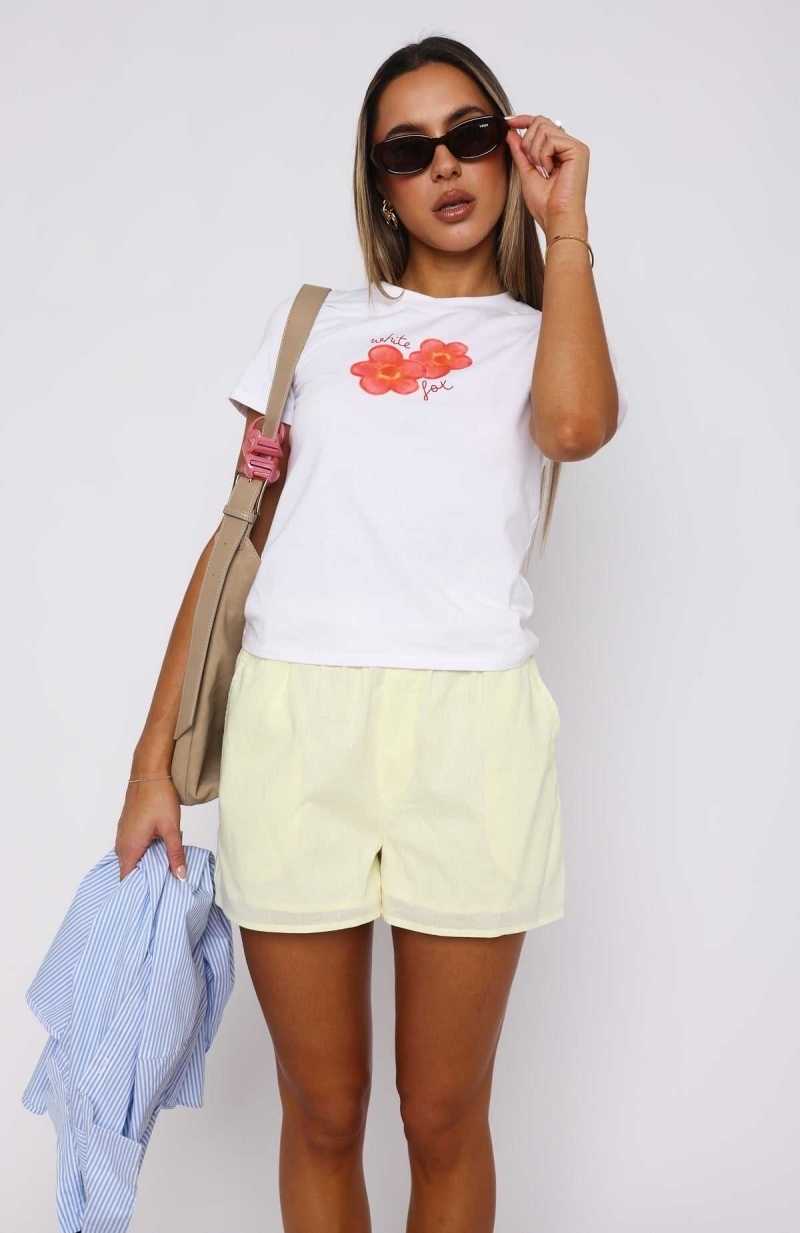 White Fox He Loves Me Baby Tee White | LWOGEM-146