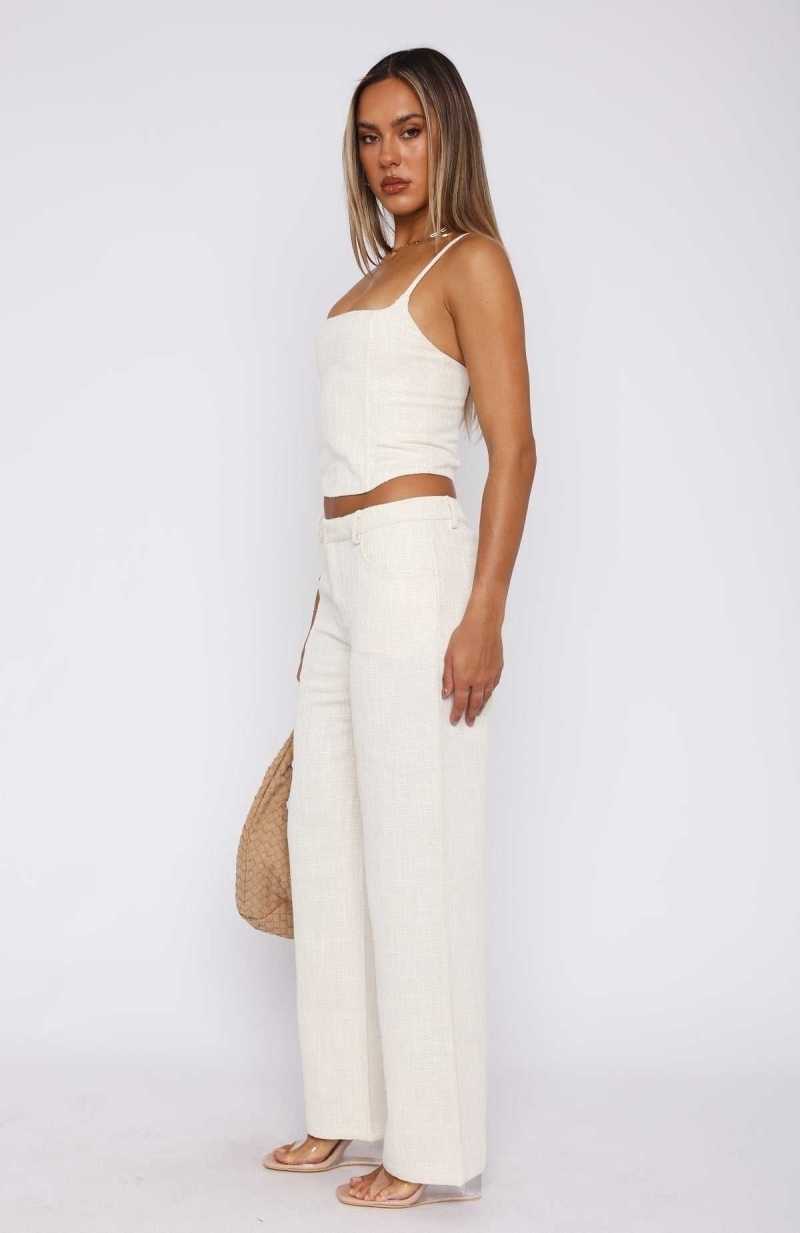 White Fox Head Rush Pants Cream | ZCVYQP-724