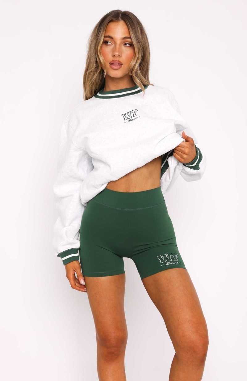 White Fox Hold Me Back Bike Shorts Forest Green | BUCJYG-708