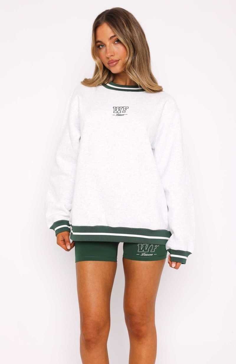 White Fox Hold Me Back Oversized Sweater Grey Marle | RKWSCZ-681