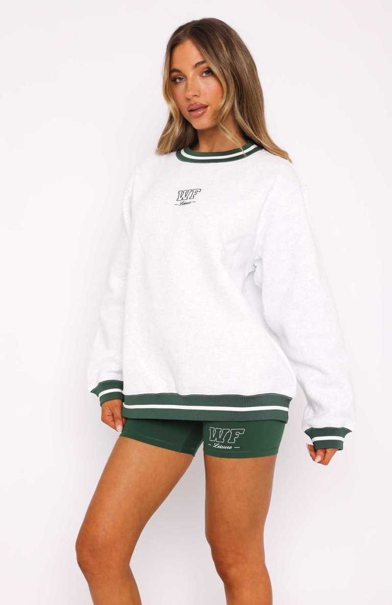 White Fox Hold Me Back Oversized Sweater Grey Marle | RKWSCZ-681