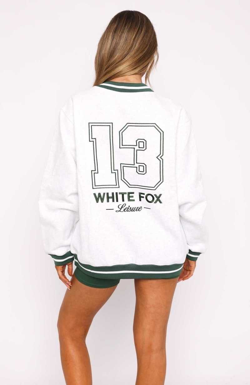 White Fox Hold Me Back Oversized Sweater Grey Marle | RKWSCZ-681