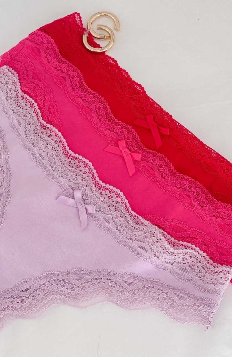 White Fox Honeybee 3-Pack Underwear Set Berries | PUDSFV-073