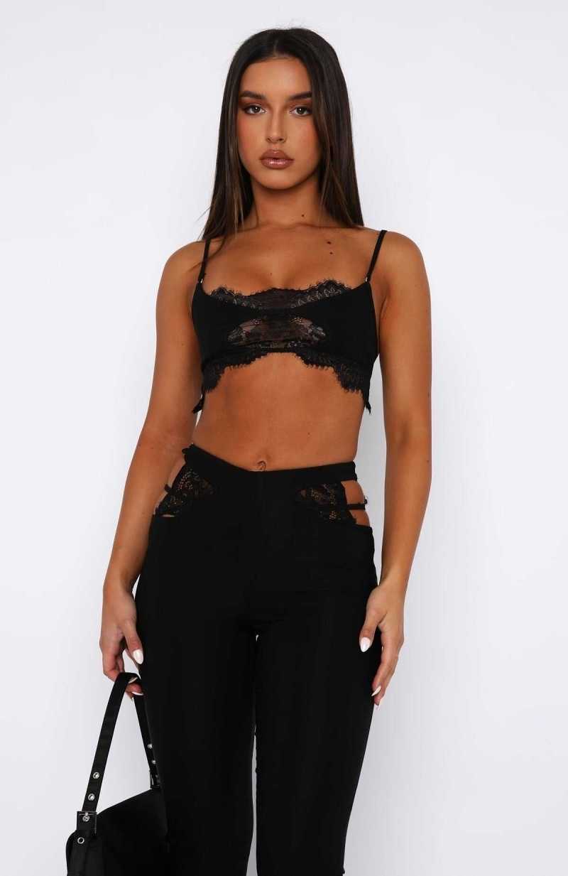 White Fox If I Were You Lace Crop Black | ZNGALX-675