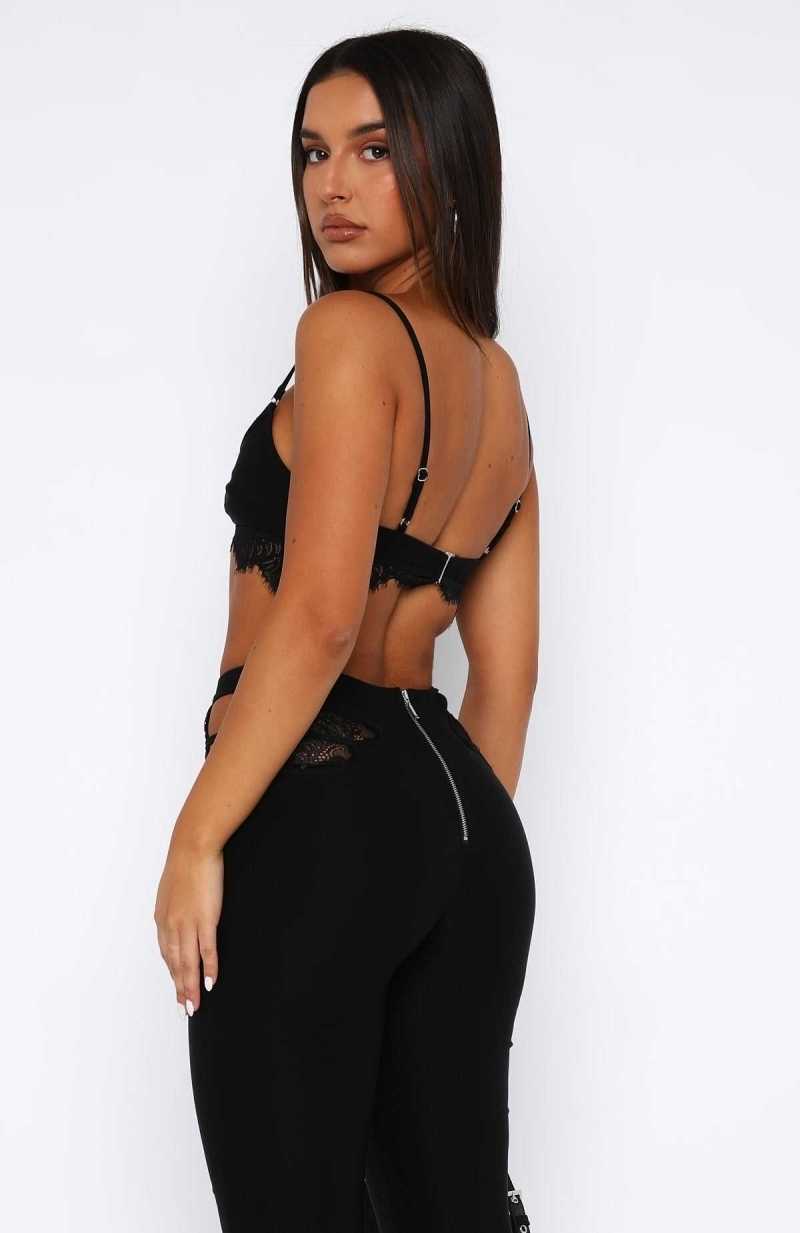 White Fox If I Were You Lace Crop Black | ZNGALX-675