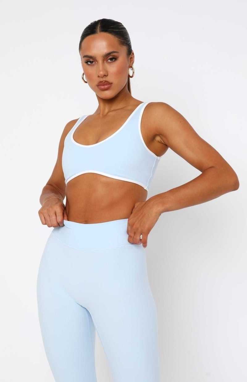 White Fox I'll Prove It Sports Crop Baby Blue/White | LKATCW-382