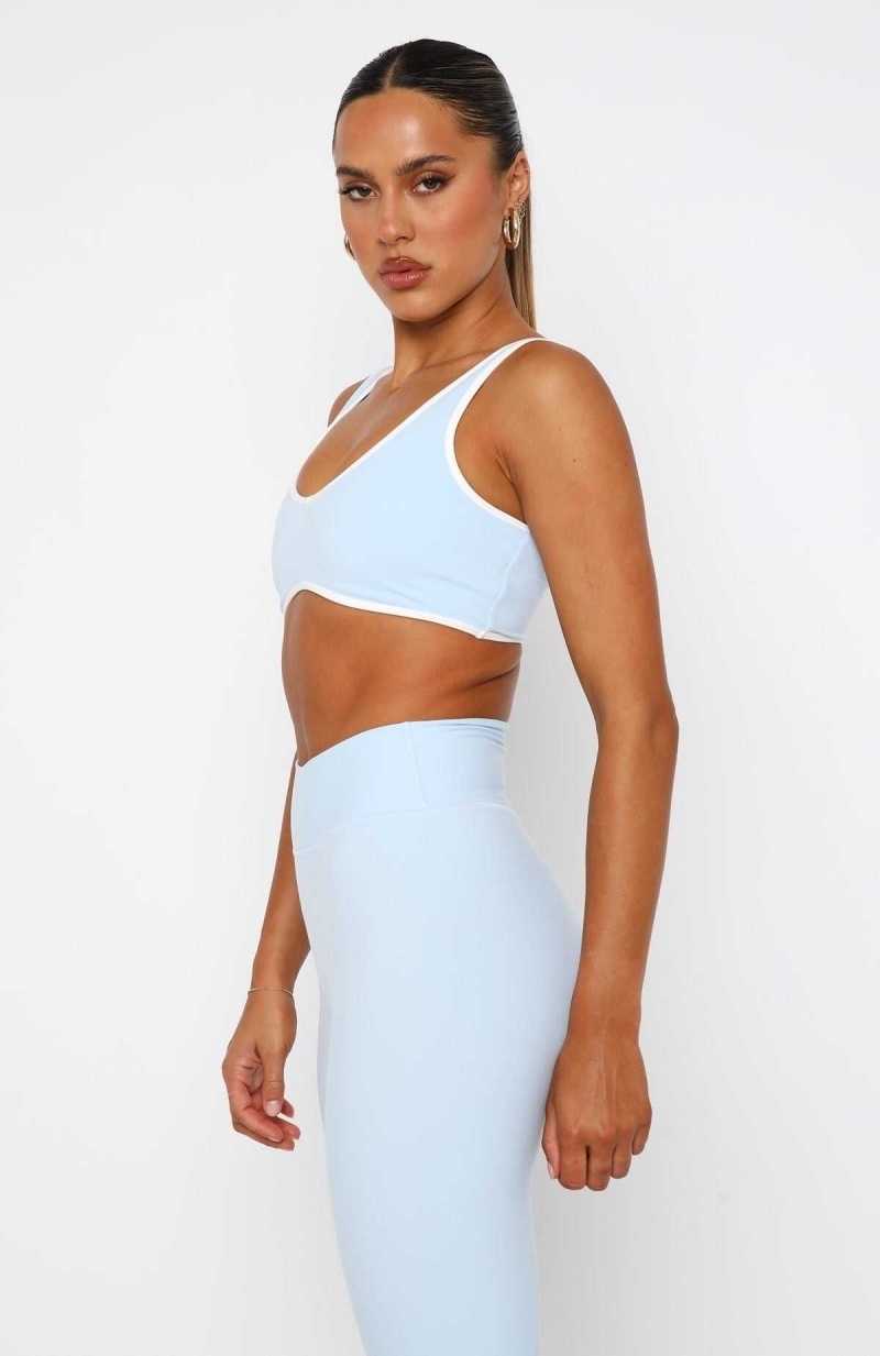 White Fox I'll Prove It Sports Crop Baby Blue/White | LKATCW-382