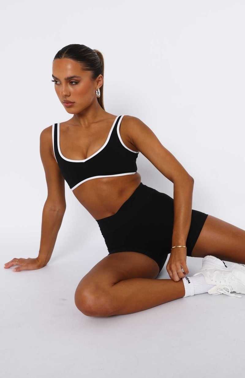 White Fox I'll Prove It Sports Crop Black/White | TSLIOP-503