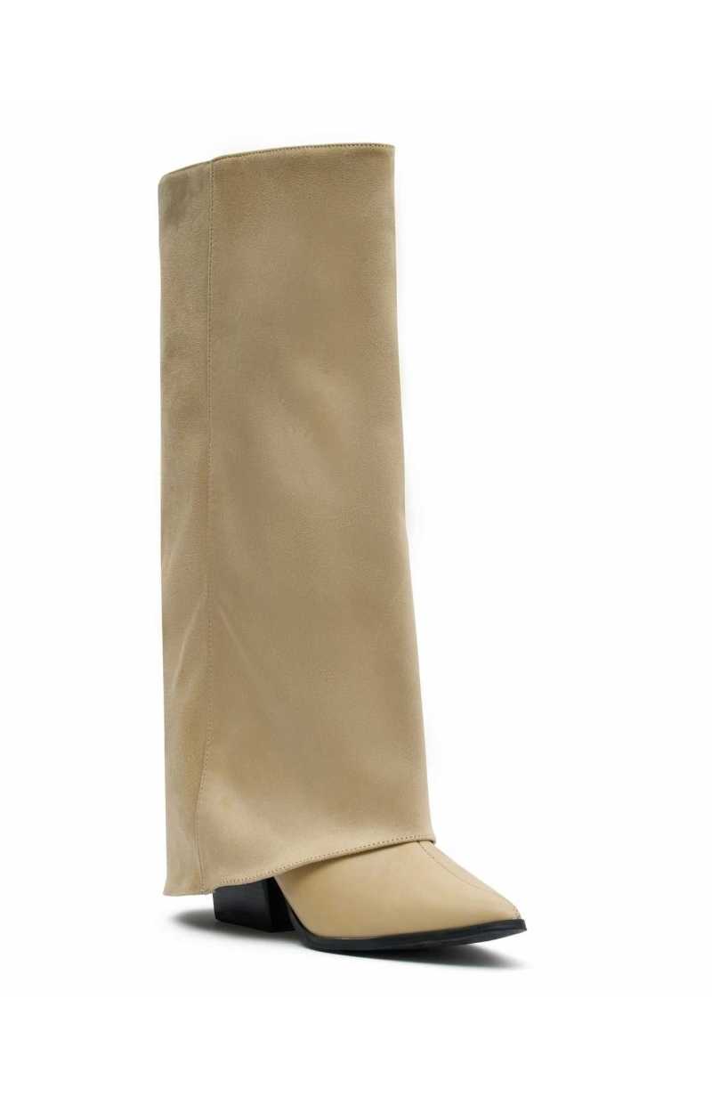 White Fox I'm That Girl Knee High Boots Neutral Suede | HCAIXU-537