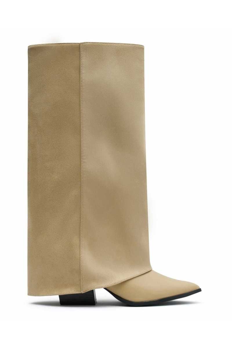 White Fox I'm That Girl Knee High Boots Neutral Suede | HCAIXU-537
