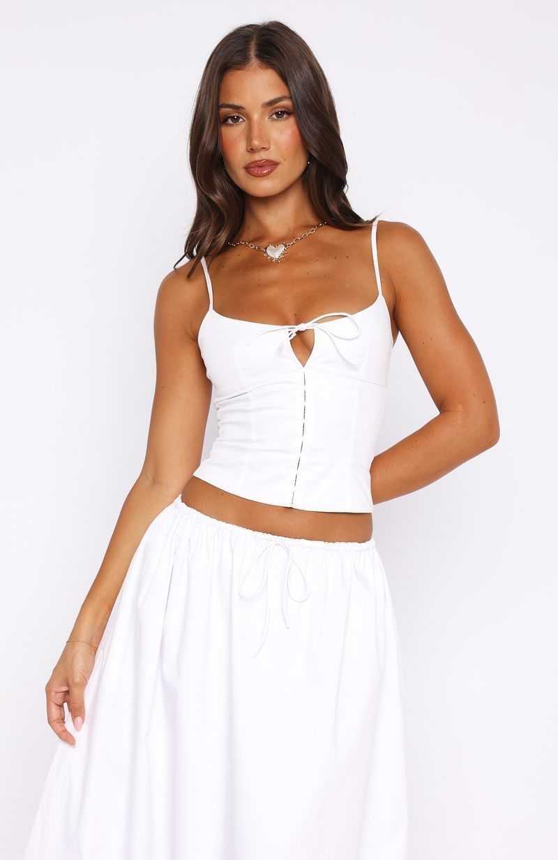 White Fox I'm Too Shy Corset Top White | YULGSM-674