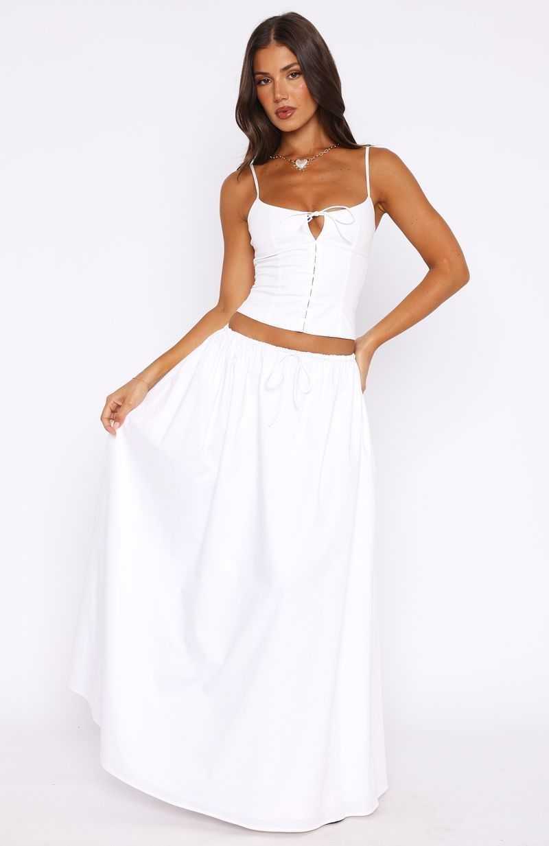 White Fox I'm Too Shy Maxi Skirt White | XLPFQU-423