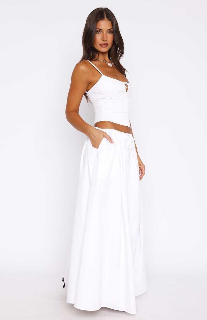 White Fox I'm Too Shy Maxi Skirt White | XLPFQU-423