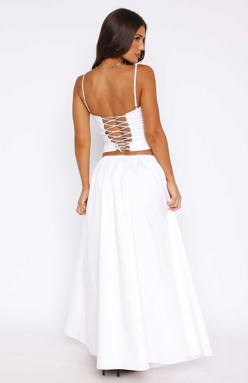 White Fox I'm Too Shy Maxi Skirt White | XLPFQU-423