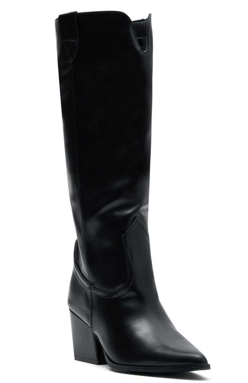 White Fox In My Moment Knee High Boots Black | UYIRKD-076