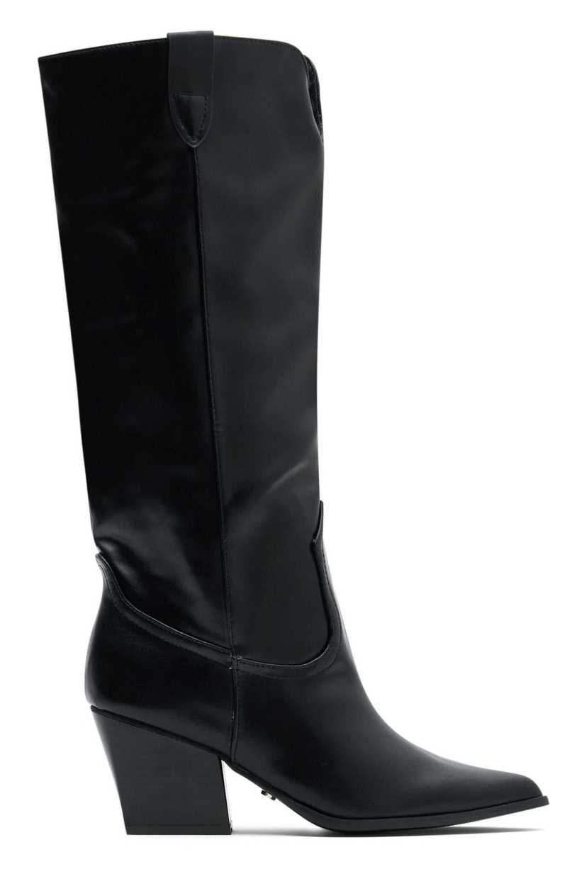 White Fox In My Moment Knee High Boots Black | UYIRKD-076
