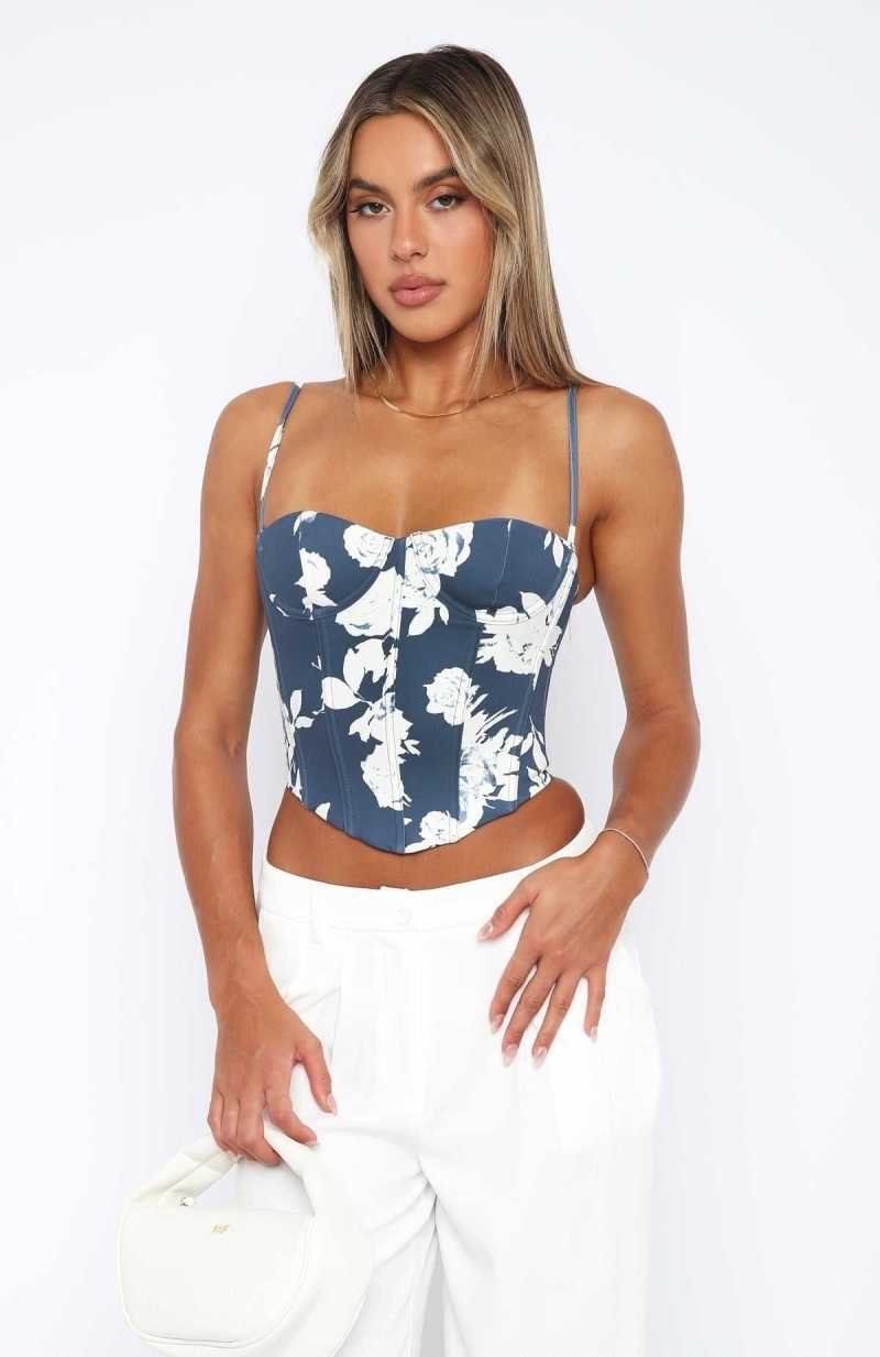 White Fox In The Morning Bustier Navy Rose | DJRXEA-987